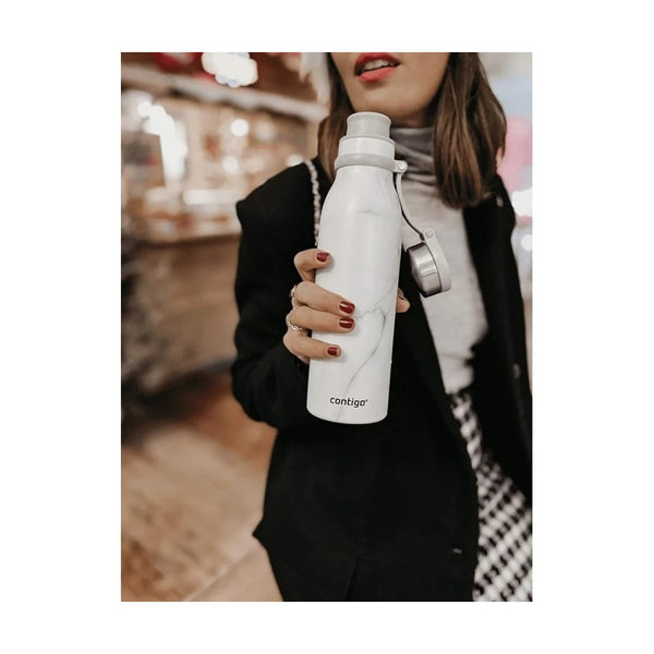 Contigo Autoseal Matterhorne Couture Vacuum Insulated Stainless Steel Bottle 590 ML, White Marble