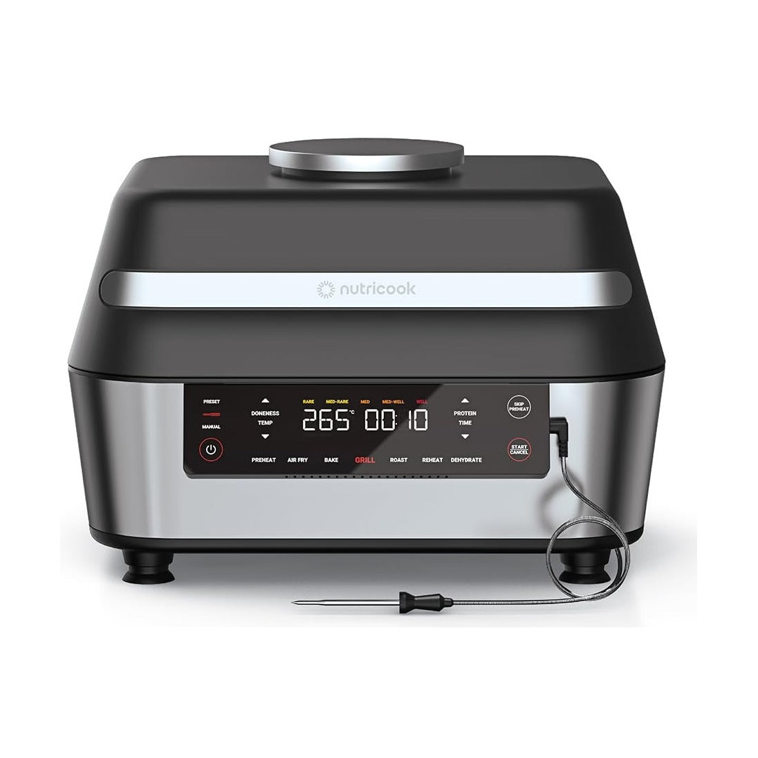 Nutricook Smart Air Fryer Grill XL NC-AFG960, 8.5L Indoor Grill with Smart Thermometer, 1760W