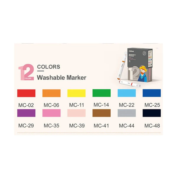WASHABLE MARKER Small Tip 12 Colors