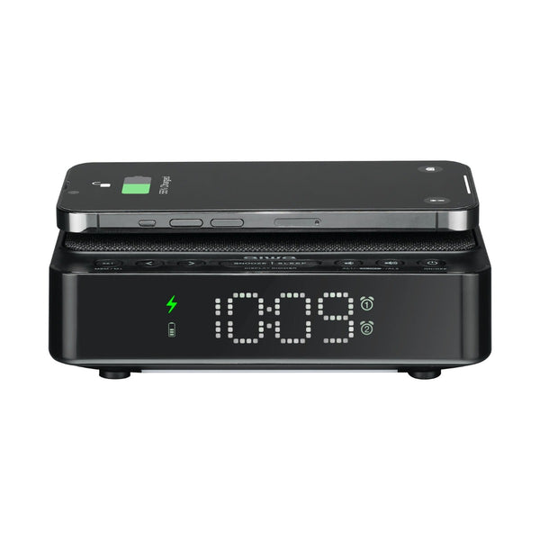 Alarm Clock Radio With 5W Wireless Charger For Mobile, Fm Radio With 10 Station