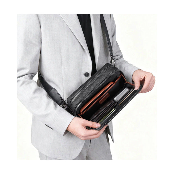 Wiwu Master Genuine Leather Fingerprint Lock Multifunctional Leather Crossbody Bag - Black