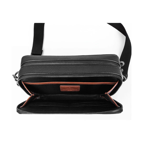 Wiwu Master Genuine Leather Fingerprint Lock Multifunctional Leather Crossbody Bag - Black