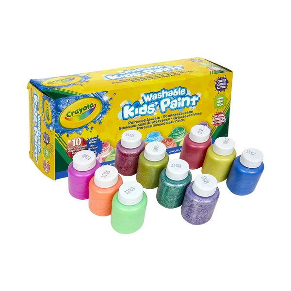 Crayola - Washable Paint Bottles 59Ml Special Effects 10Ct Glitter Metalllic Neon