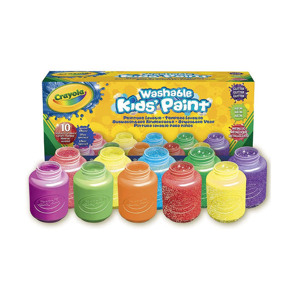 Crayola - Washable Paint Bottles 59Ml Special Effects 10Ct Glitter Metalllic Neon