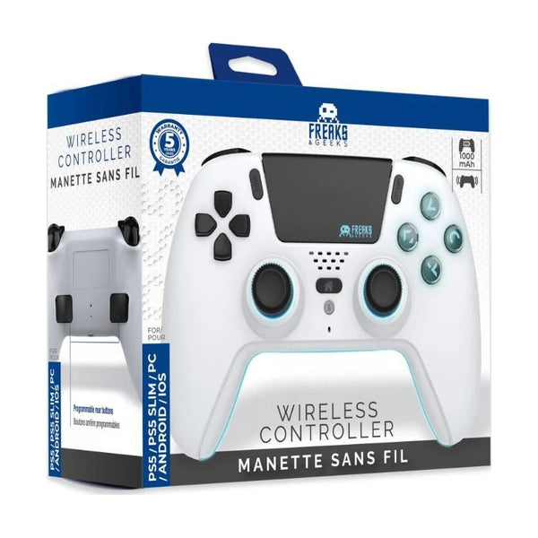 Freaks and Geeks Wireless Bluetooth Controller PS5 White - LED Pad