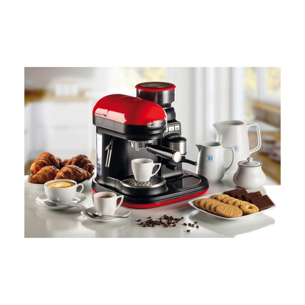 Ariete Moderna 1318 Espresso Machine with Grinder, 15 Bar, 1080 W, Red