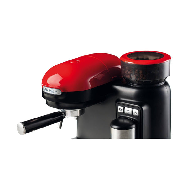 Ariete Moderna 1318 Espresso Machine with Grinder, 15 Bar, 1080 W, Red