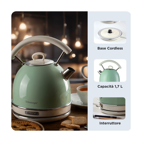 ARIETE - VINTAGE 1.7L DOME KETTLE - Green