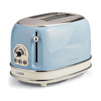 Ariete Vintage 155 Toaster, 2 Slice, 6 Browning Levels, Stainless Steel, Blue