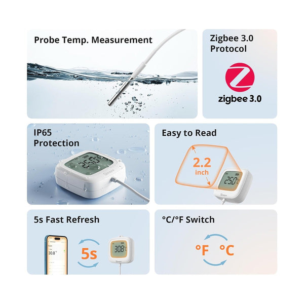 Sonoff Temperature & Humidity Sensor | Real-Time Monitoring | Long-Distance Zigbee 3.0 | Works with Alexa, Google Home