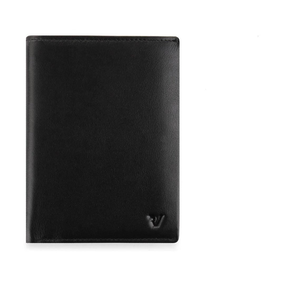 Roncato Pascal Vertical Wallet Black - Slim Genuine Leather Holder