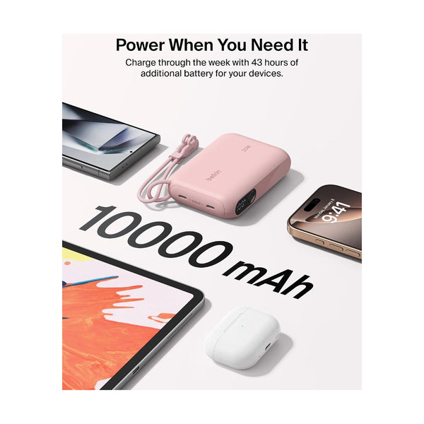Belkin - 10K Pd20W Power Bank With Display, Pink