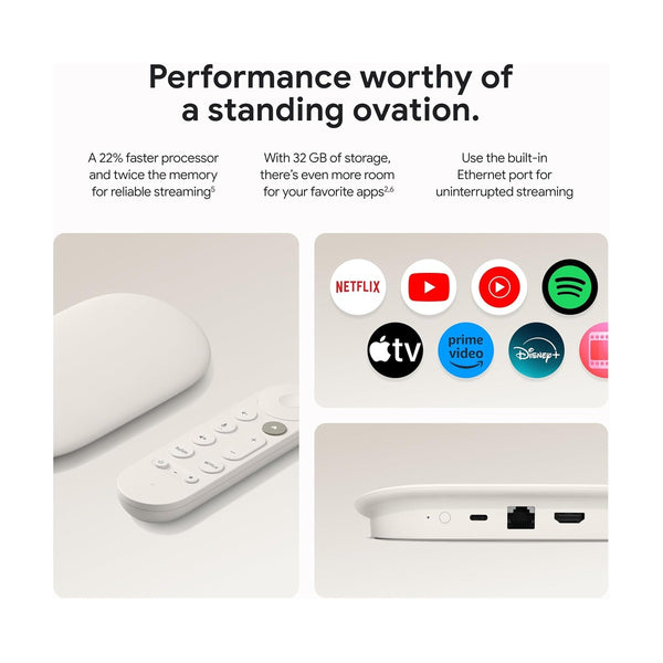 Google Tv Streamer 4K - Fast Streaming Device in 4K HDR - 32 GB of Storage - Porcelain