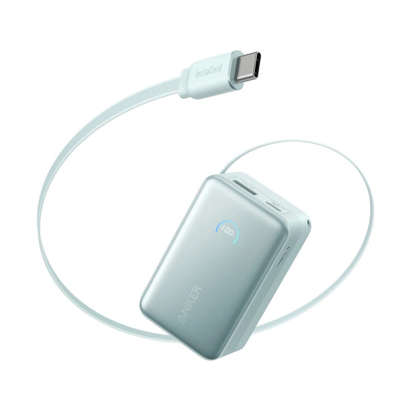 Anker - Nano Power Bank (10K, 45W, Built-In Retractable USB-C Cable) - Teal Oasis