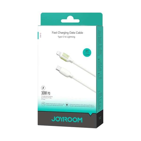 Joyroom - 30W self luminous Liquid Silicone Fast Charging Cable (Type-C to Lightning) 1.2m - Beige