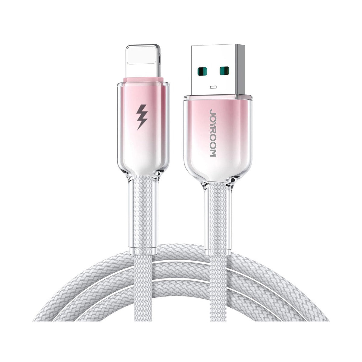 Joyroom - كابل بيانات شحن سريع 3 أمبير سلسلة Crystal-Clear (USB-A إلى Lightning) 1.2 متر - أبيض