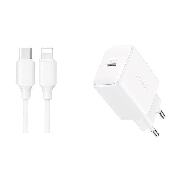 Joyroom - PD 20W Charger - White (UK) USB-C to L + Cable 1m - White