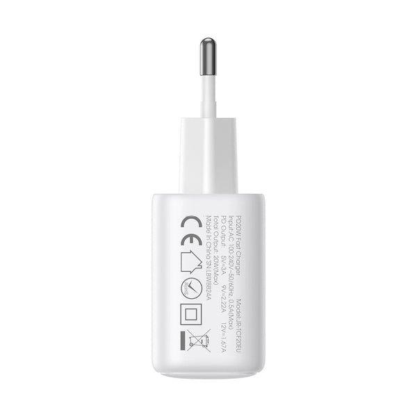 Joyroom - PD 20W Charger - White (UK) USB-C to L + Cable 1m - White