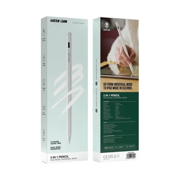Green Lion 2 In 1 Pencil - White