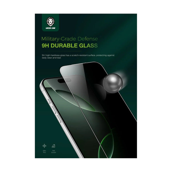 Green Lion Compatible with iPhone 17 Pro Glass,3D Pv-Pet Pro Full Curved Screen Protector - Black