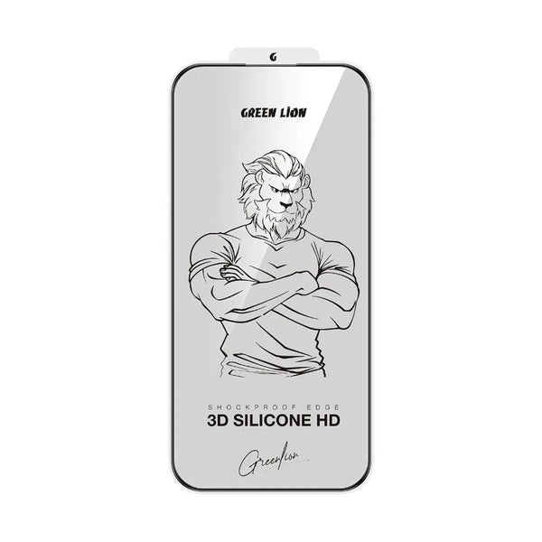 Green Lion 3D Silicone Plus High Definition Edge Glass For Iphone 17 Pro Max - Black Edge / Clear