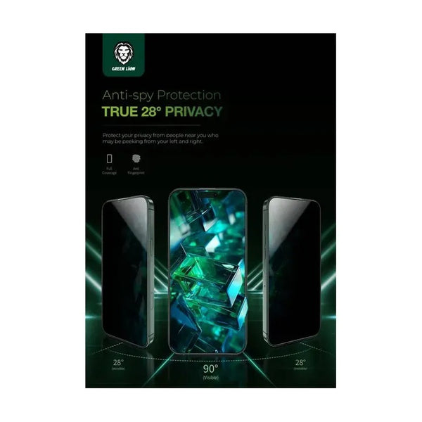 Green Lion 9H Steve Privacy Anti-Peeping Glass for iPhone 16 Pro Max - Black Edge