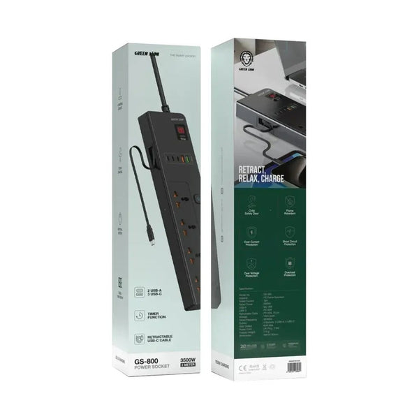 Green Lion Gs-800 Power Socket 2M 3500W - Black