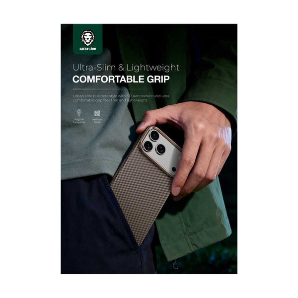 Green Lion Magsafe Kevlar Case For Iphone 17 Pro Max - Black & Gold
