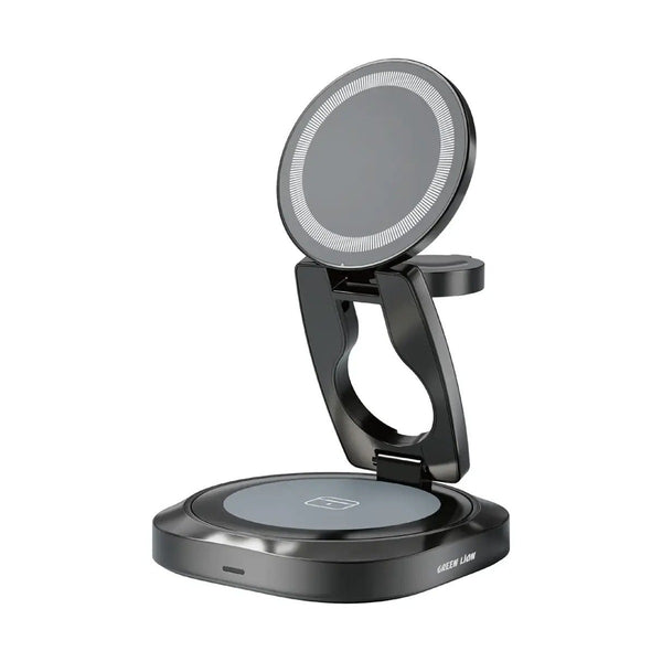 Green Lion Qi2.2 Mag Flex Foldable 3 In 1 Magnetic Wireless Charger 25W - Grey
