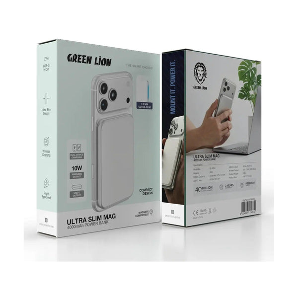 Green Lion Ultra Slim Mag 4000mAh Power Bank - Silver