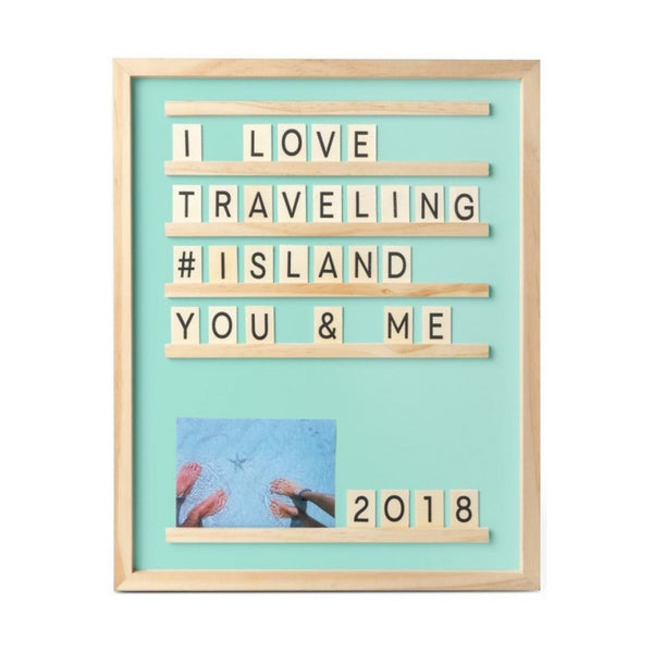 Balvi Letter and photo board,Memories,green,wood
