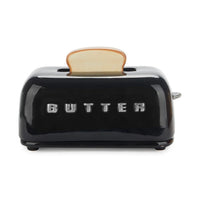 Balvi Toasty Butter Tray Black - Ceramic Butter Dish with Lid