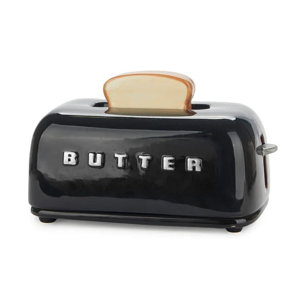 Balvi Butter tray,Toasty,black,with lid,ceramic