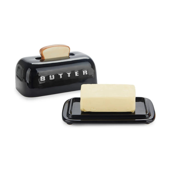 Balvi Butter tray,Toasty,black,with lid,ceramic