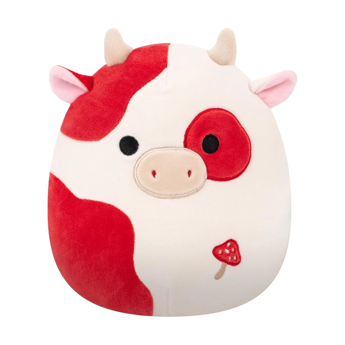 SQCR - Little Plush 7.5" Squishmallows TBD - Cream and Burgundy Spotted Cow W/Mushroom Embroidery