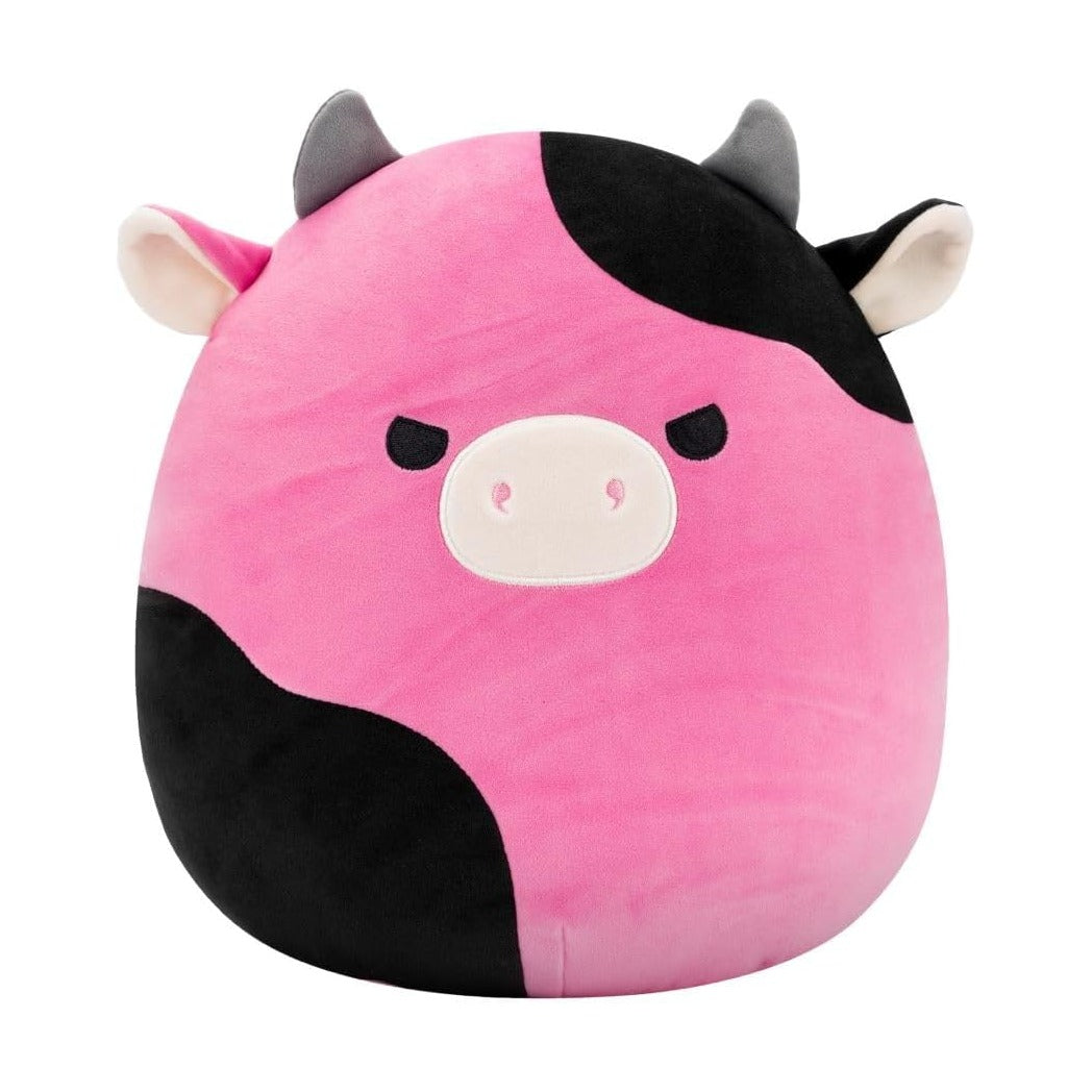 SQCR - Medium Plush 12" Squishmallows Pollyanna - Black and Pink Cow W/Mischievous Eyes