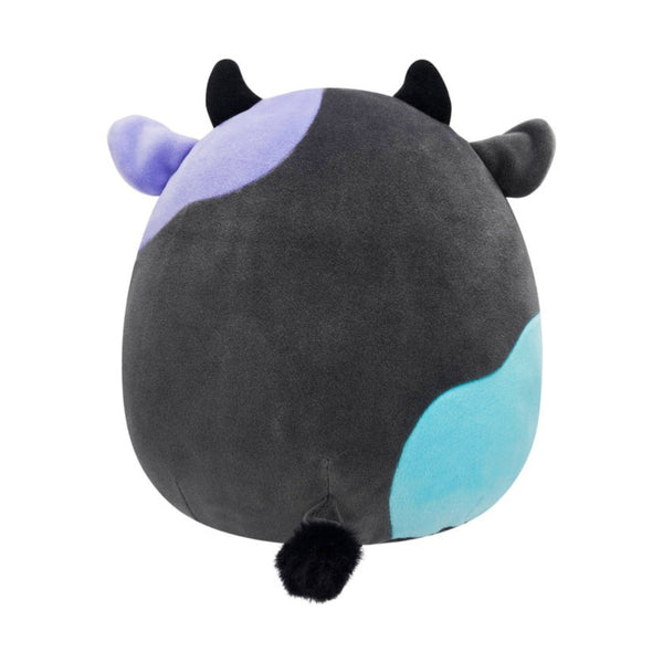SQVA - Little Plush 7.5" Squishmallows Smithereens - Charcoal Grey Cow W/Teal and Purple Spots and Melting Heart Embroidery
