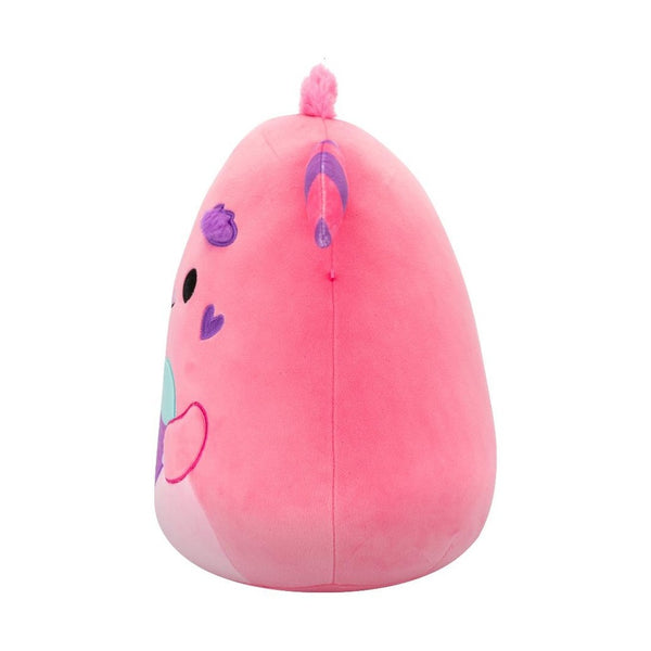 SQVA - Medium Plush 12" Squishmallows Mont - Pink Monster holding purple and teal monster heart
