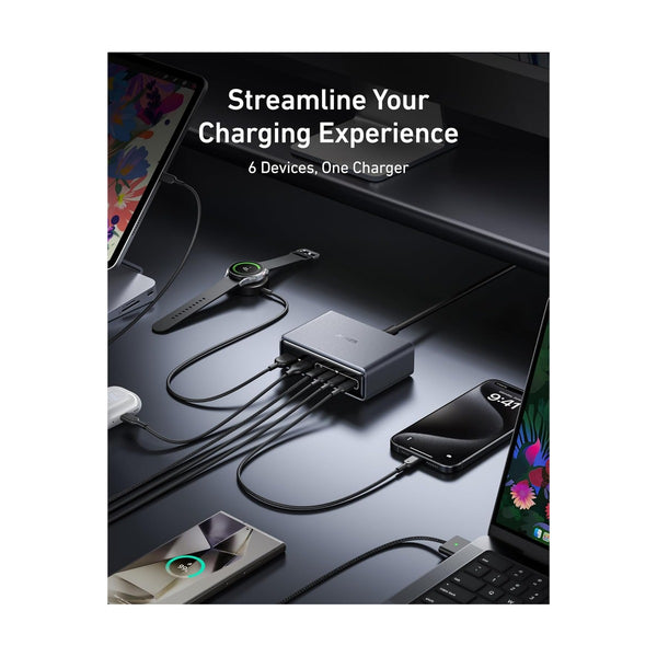 Anker Prime Charger, 200W, 6 Ports, Grey