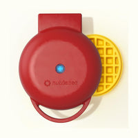 Nutricook Mini Waffle Maker Red NC-WM100R - 4 Inch Ceramic Plates