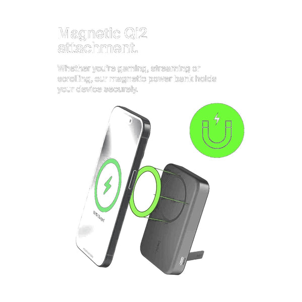 Belkin  8k Qi2 15w Magnetic Wireless Power Bank with Kickstand, with USB-C PD 20w, Black