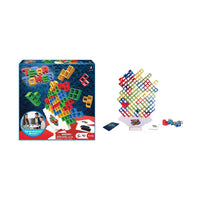 Ambassador Tetra Tower Stacking Game with Wobbly Base and Action Cards, 1 to 4 Players