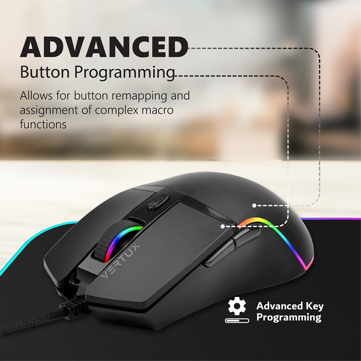 Vertux 6400DPI 6 BUTTON PROGRAM RGB GAMING MOUSE