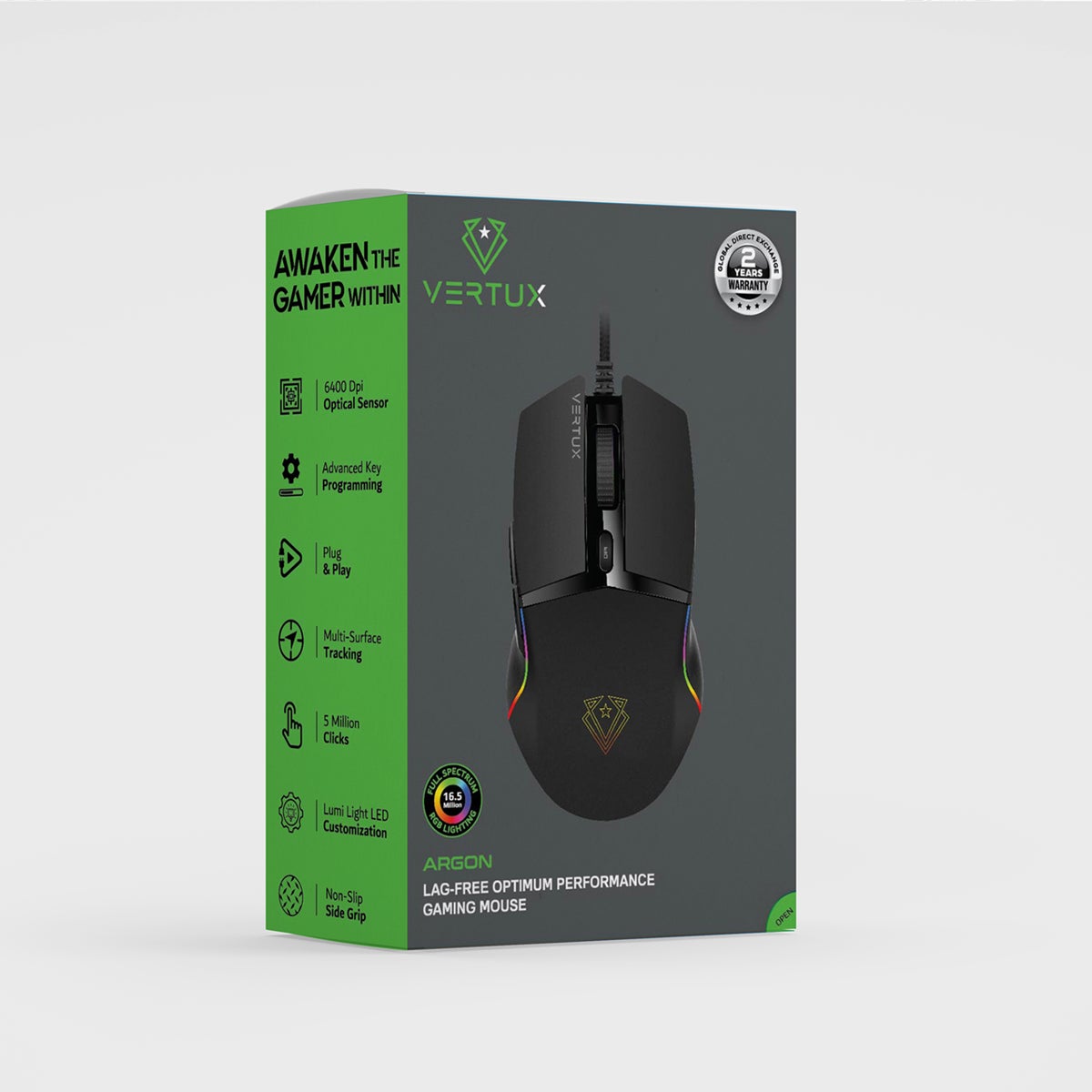 Vertux 6400DPI 6 BUTTON PROGRAM RGB GAMING MOUSE