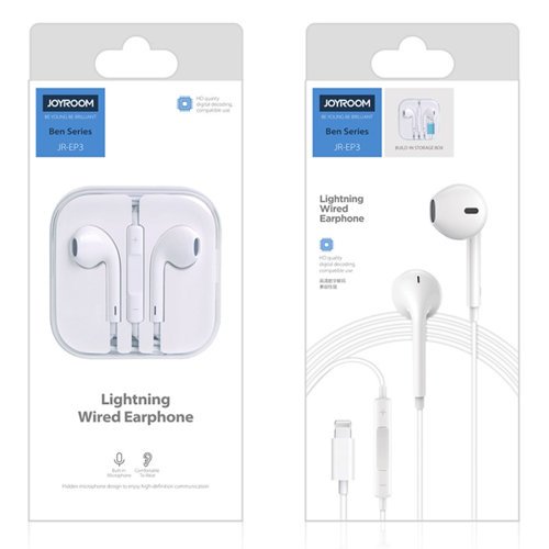 Joyroom Ben series lightning wired earphone White